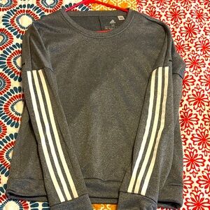 Adidas Charcoal Sweatshirt with White Sleeve Stripes